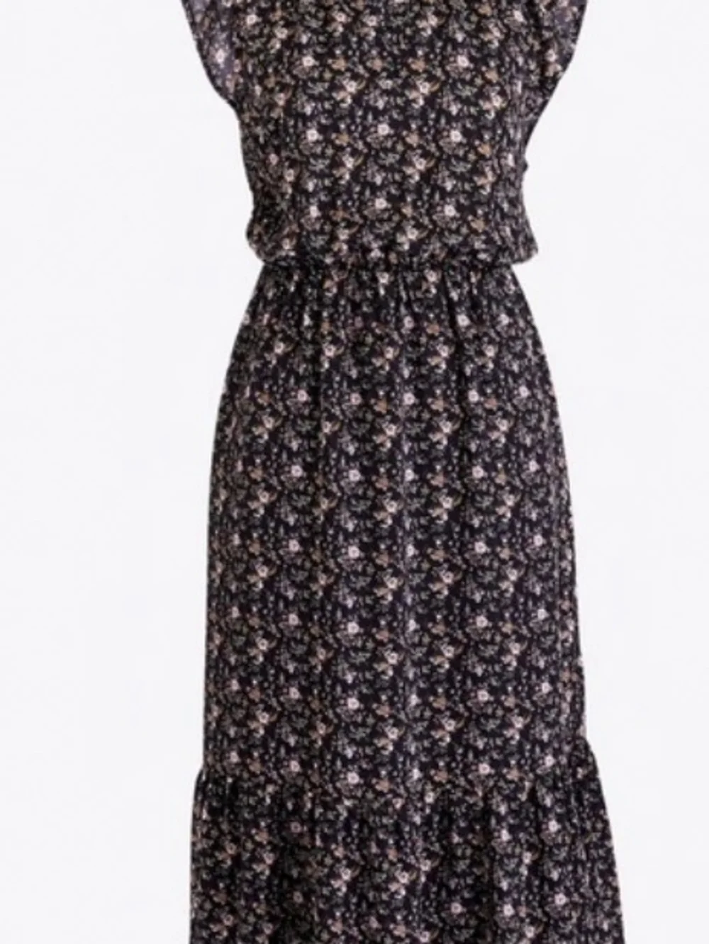 J. Crew Black Floral Sleeveless Midi Dress